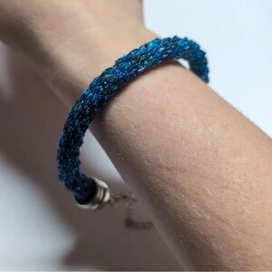 Blue Tennis Bracelet with Silver Hardware